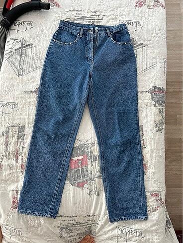Vintage kadın bol paça mom jean