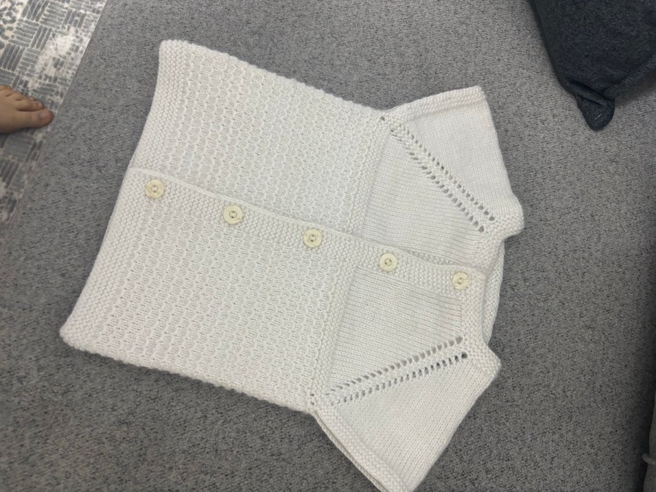 Beyaz Örgü  yelek - Görsel 5