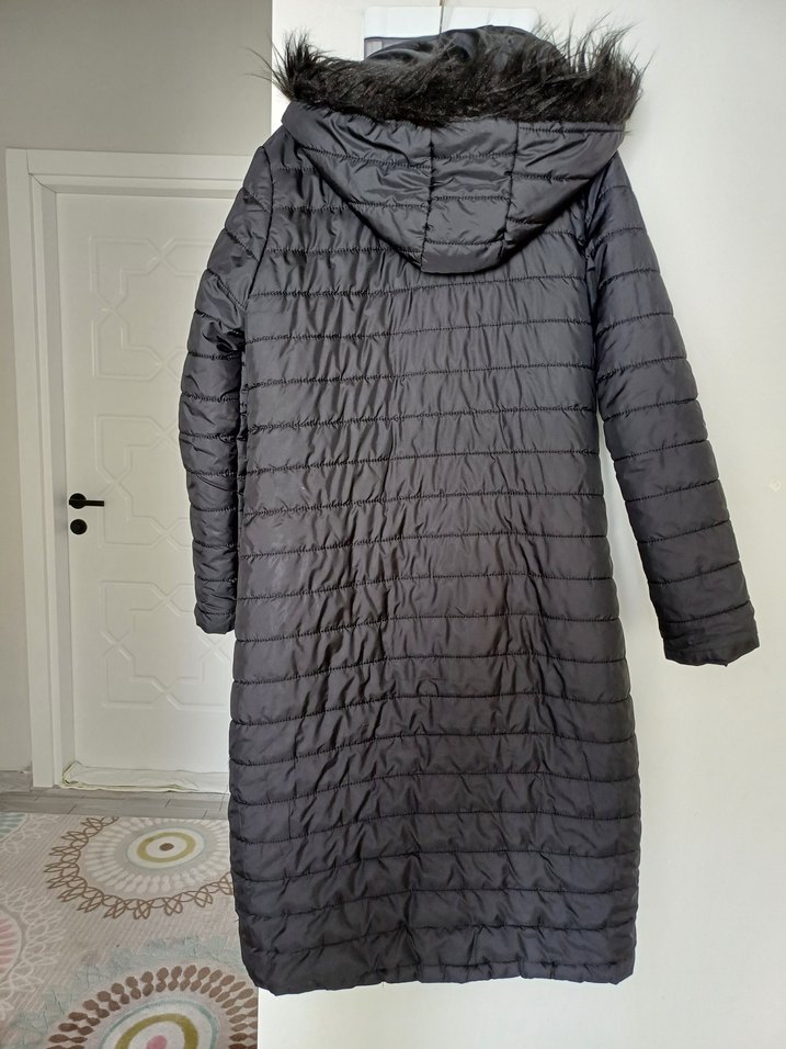 Gri Kadın Kışlık Kürklü Mont - Görsel 2