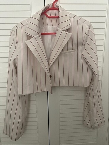 s Beden beyaz Renk Crop blazer