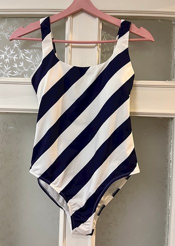 Çizgili Lacivert Kadın Mayo - Görsel 3