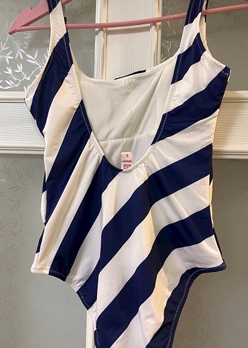 Çizgili Lacivert Kadın Mayo - Görsel 5
