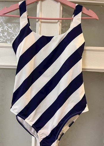 Çizgili Lacivert Kadın Mayo - Görsel 4