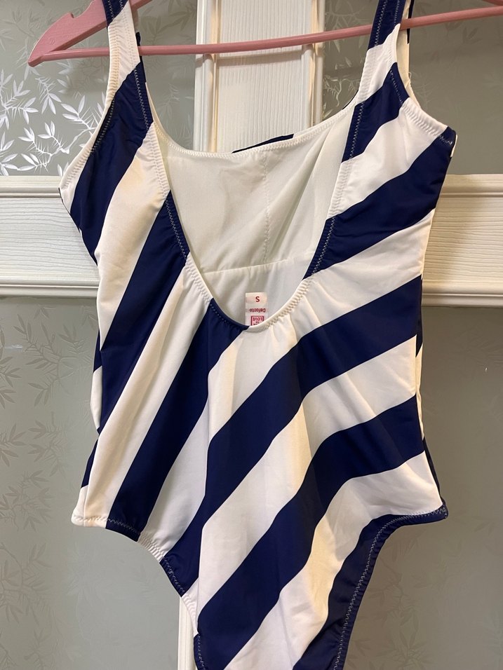 Çizgili Lacivert Kadın Mayo - Görsel 5