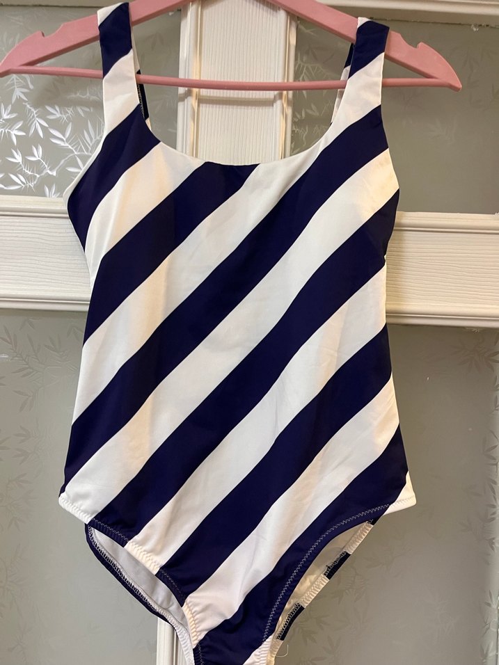 Çizgili Lacivert Kadın Mayo - Görsel 4
