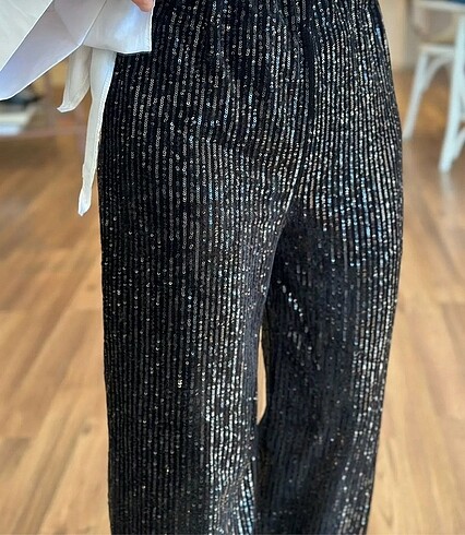 l Beden siyah Renk Payetli pantalon