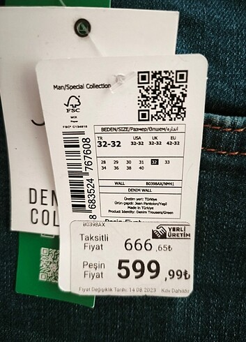 LC Waikiki Lc waikiki erkek kot pantolon etiketli 32 beden