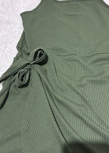 Kemerli Yeşil Kadın Mini Tulum - Görsel 2