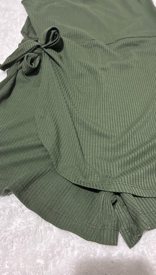 Kemerli Yeşil Kadın Mini Tulum - Görsel 3