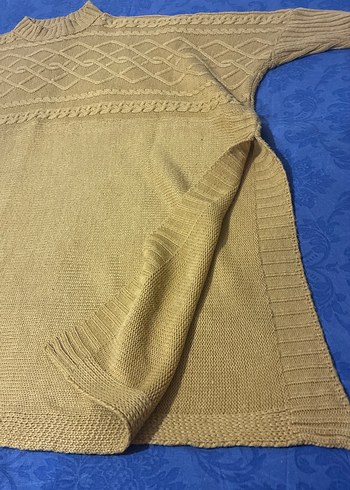 Bej Bohem Örgü Kadın Kazak - Görsel 4