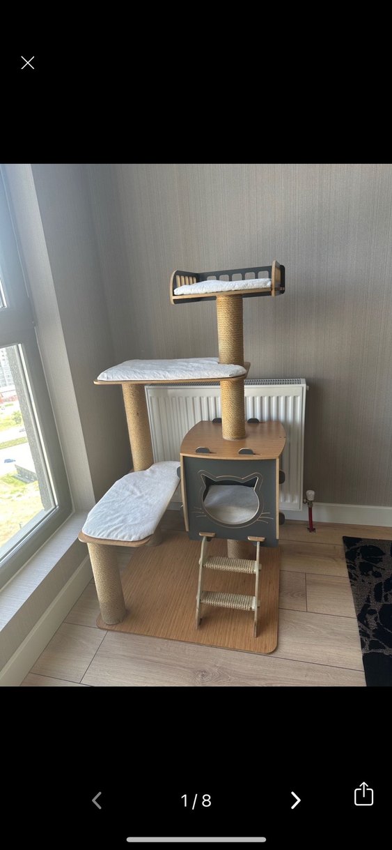 Gri Kedi Tırmalama ve Oyun Evi - Görsel 2