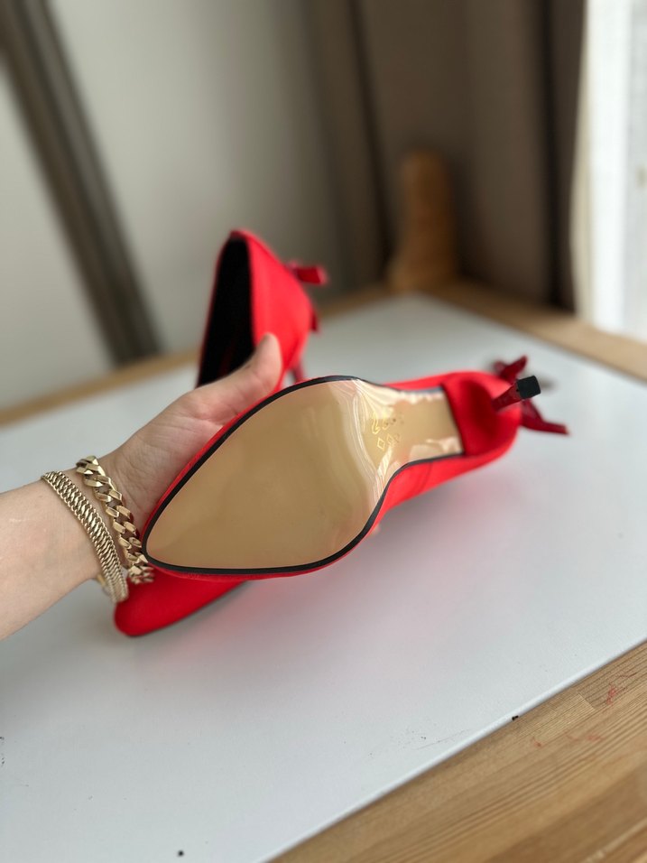 Kırmızı Süet Stiletto Fiyonklu Kadın Ayakkabı - Görsel 5