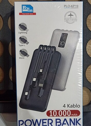 PALEON 10000 MAH POWERBANK USB-C TYPE-C VE MİCRO USB KABLOLARI K