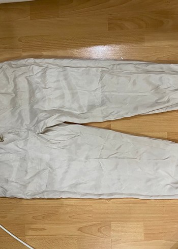 Network Bej Midi Keten Rahat Kesim Kadın Pantolon - Görsel 4