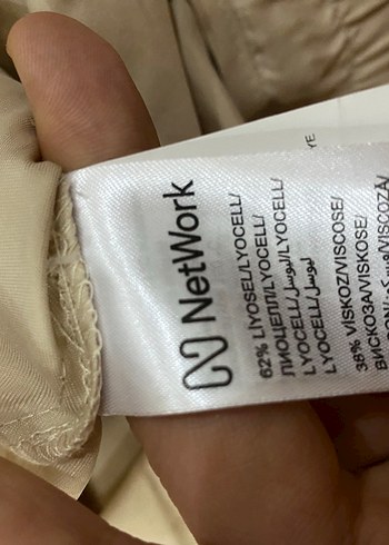 Network Bej Midi Keten Rahat Kesim Kadın Pantolon - Görsel 8