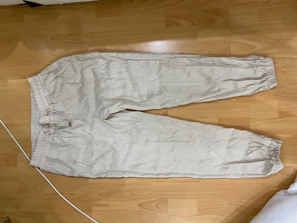 Network Bej Midi Keten Rahat Kesim Kadın Pantolon - Görsel 4