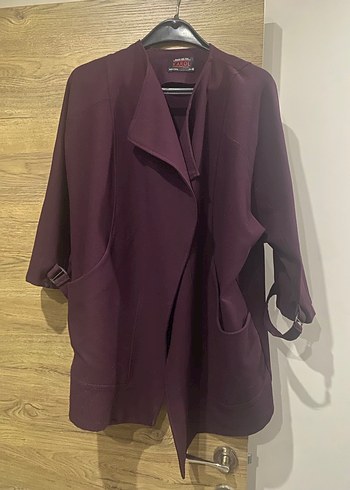 Bordo Drapeli Midi Kadın ceket - Görsel 2