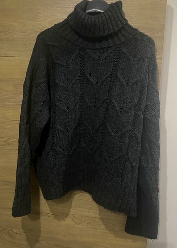 Gri Örgü Boğazlı Kadın Kazak - Görsel 2