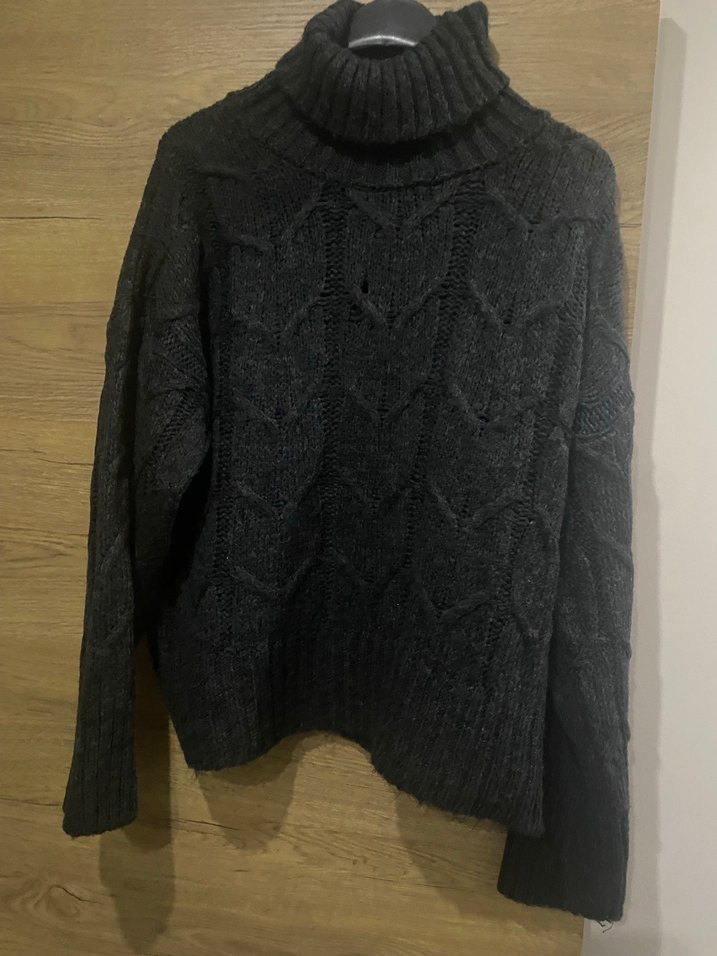 Gri Örgü Boğazlı Kadın Kazak - Görsel 2