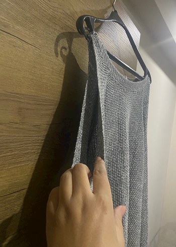 Gri Triko Bohem Tarz Kadın Kazak - Görsel 3