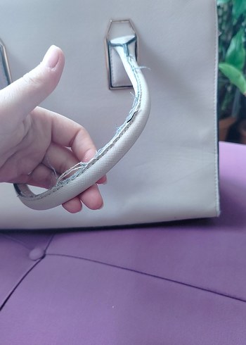 HM Bej Suni Deri Fermuarlı Kadın Çantası - Görsel 2