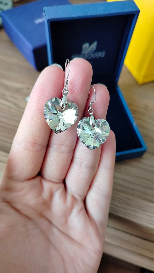 Kalp Figürlü Swarovski Küpe - Görsel 2