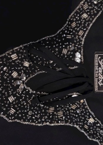 Siyah Şifon 2li Abiye  Takım - Görsel 2