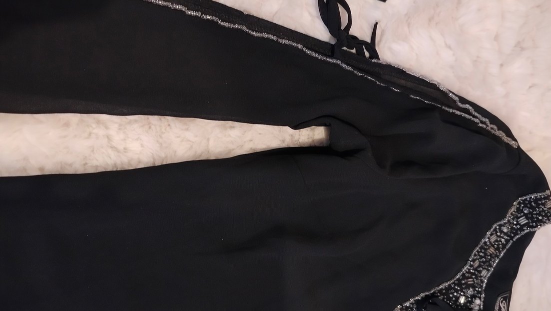 Siyah Şifon 2li Abiye  Takım - Görsel 3