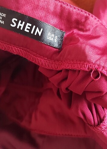 Sheinside Bordo İp Askılı Yırtmaçlı Payetli Uzun Elbise