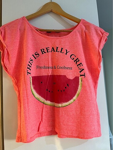 Colins Pembe Kısa Kollu Baskılı Tshirt
