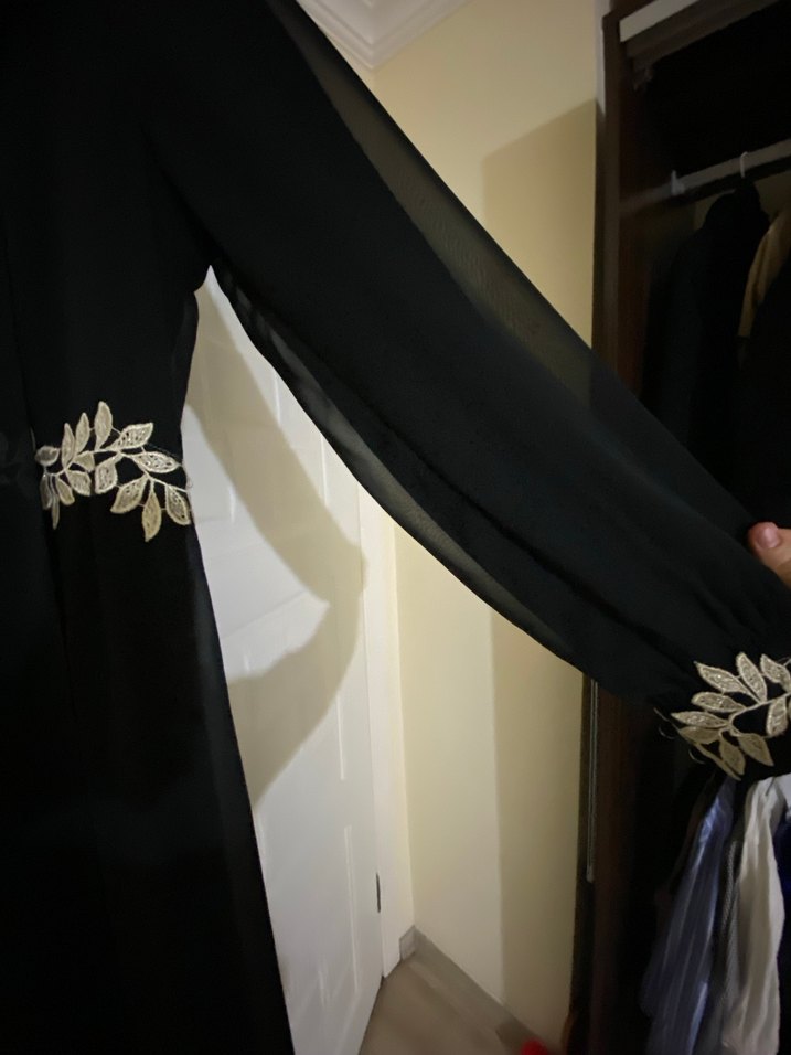 Nakışlı Siyah Uzun Kollu Tesettür Elbise - Görsel 3