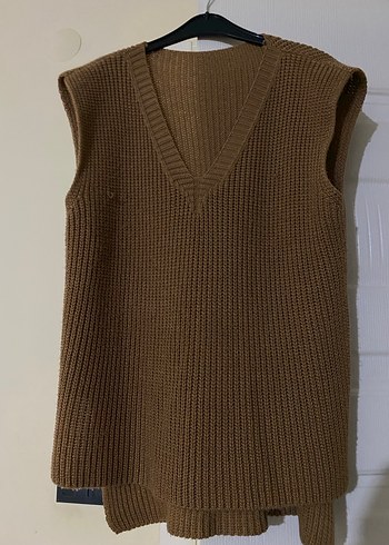 Yeşil ve Kahverengi Örgü Kadın Süveter - Görsel 3