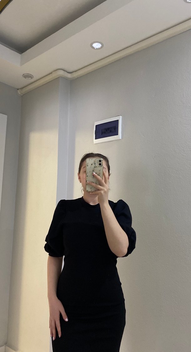 Siyah Mini Elbise - Görsel 2