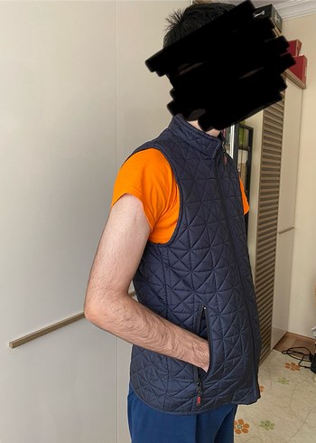 s Beden lacivert Renk Fermuarlı Yüksek Yakalı Erkek Yelek