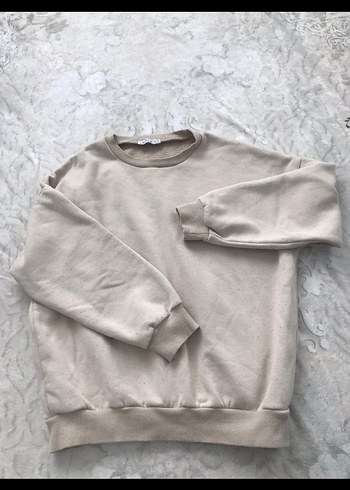 Bej Kadın Keten Sweatshirt