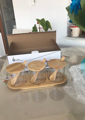 Bambu Standlı 3'lü Cam Baharatlık Seti - Görsel 7