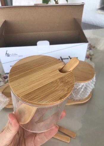 Bambu Standlı 3'lü Cam Baharatlık Seti - Görsel 4