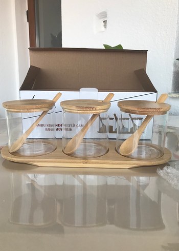 Bambu Standlı 3'lü Cam Baharatlık Seti - Görsel 8