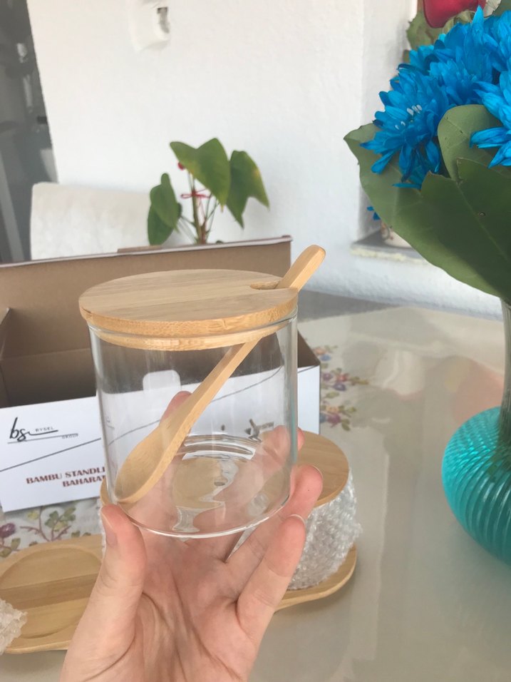 Bambu Standlı 3'lü Cam Baharatlık Seti - Görsel 5