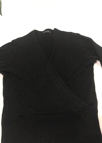 Siyah V Yaka Örgü Kadın Kazak - Görsel 7