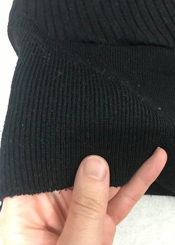 Siyah V Yaka Örgü Kadın Kazak - Görsel 6