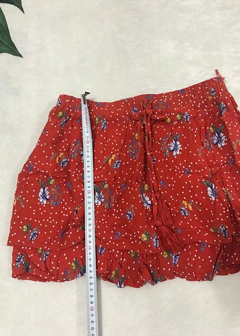 Kırmızı Püsküllü Kadın Mini Etek - Görsel 2