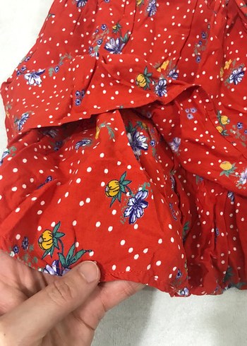 Kırmızı Püsküllü Kadın Mini Etek - Görsel 6