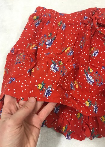 Kırmızı Püsküllü Kadın Mini Etek - Görsel 5