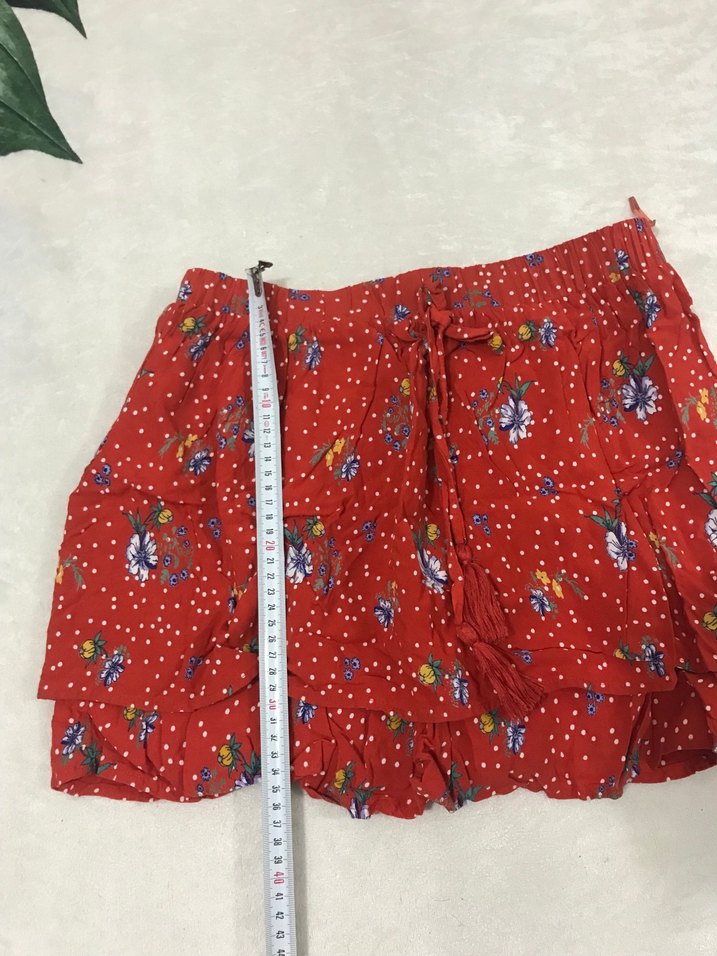 Kırmızı Püsküllü Kadın Mini Etek - Görsel 2