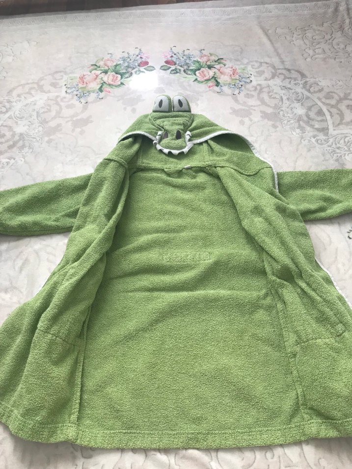 Erkek Çocuk Yeşil Kapüşonlu Bornoz - Görsel 5