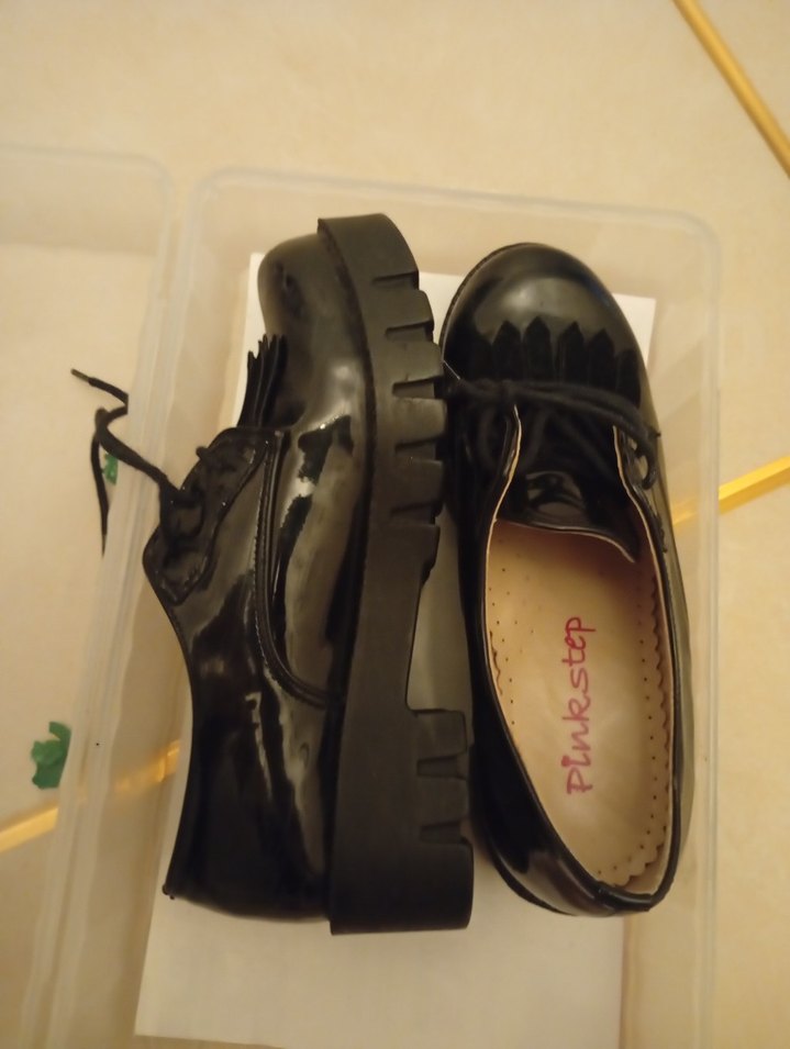 Piliseli Siyah Blok Topuklu çocuk Ayakkabı - Görsel 2