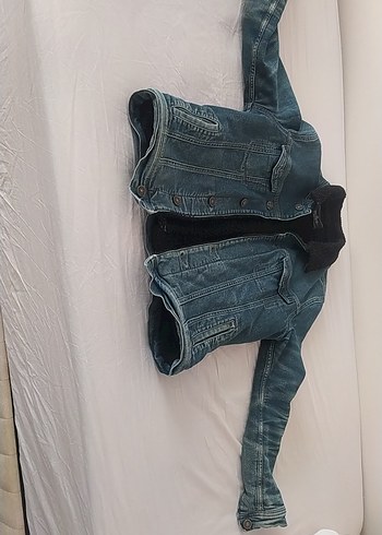 Mavi Koyu Renk Sade Kot Ceket içi tüylü