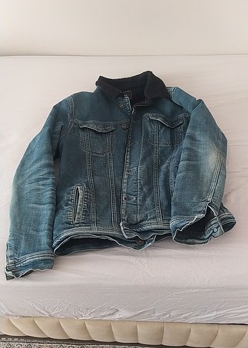 Mavi Koyu Renk Sade Kot Ceket içi tüylü - Görsel 6