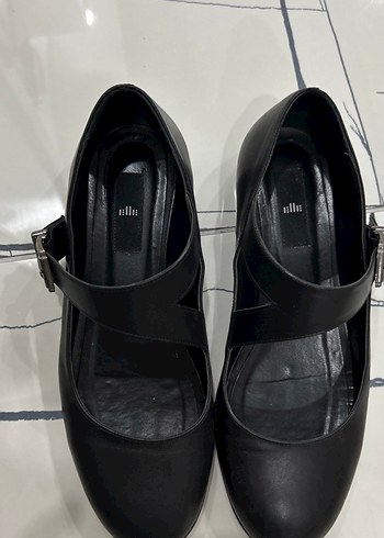 Siyah Tokalı Blok Topuklu Kadın Babet - Görsel 5